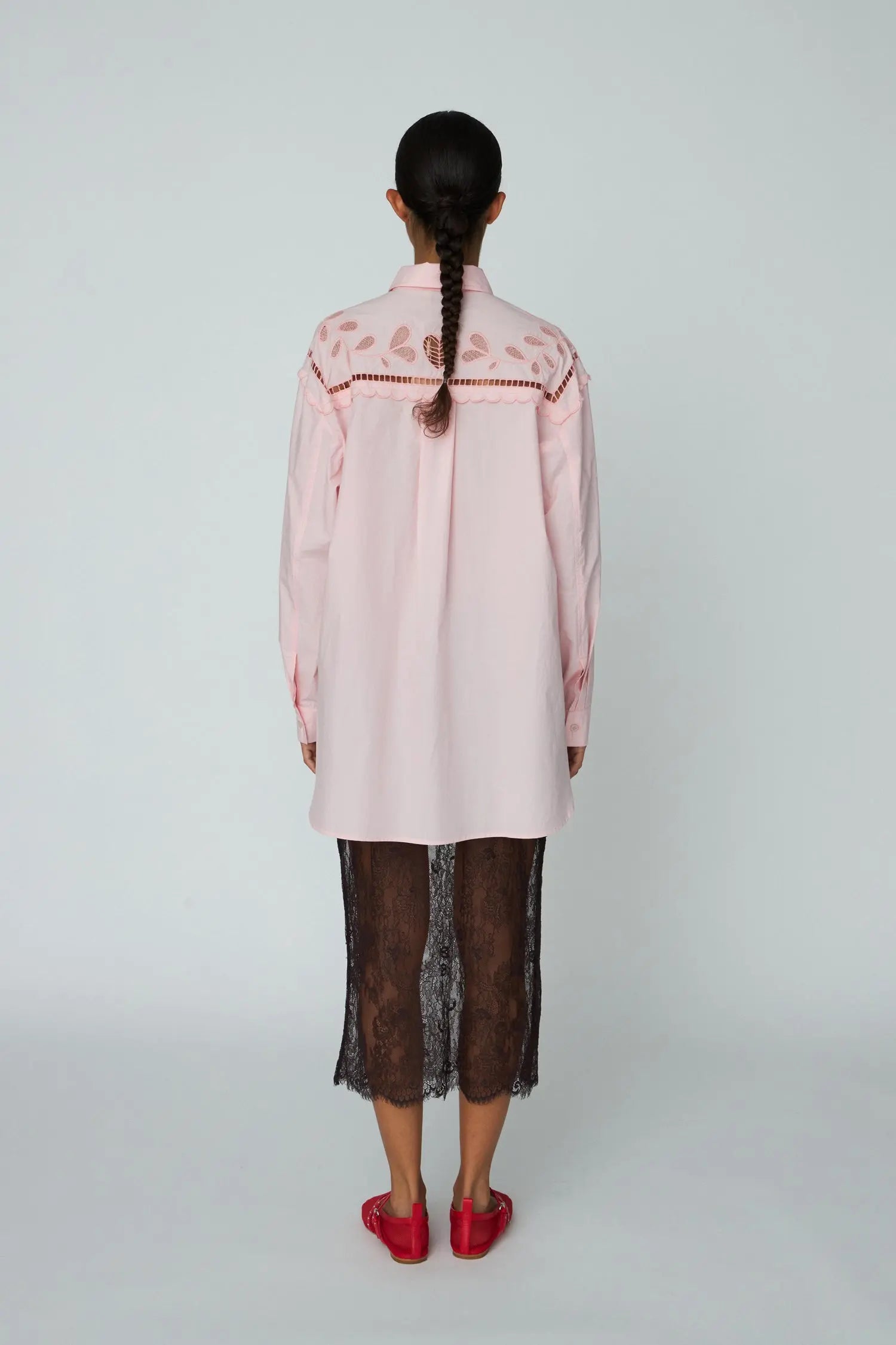 Stella Nova Embroidery Anglaise Oversized Shirt Shirt 465 Pink