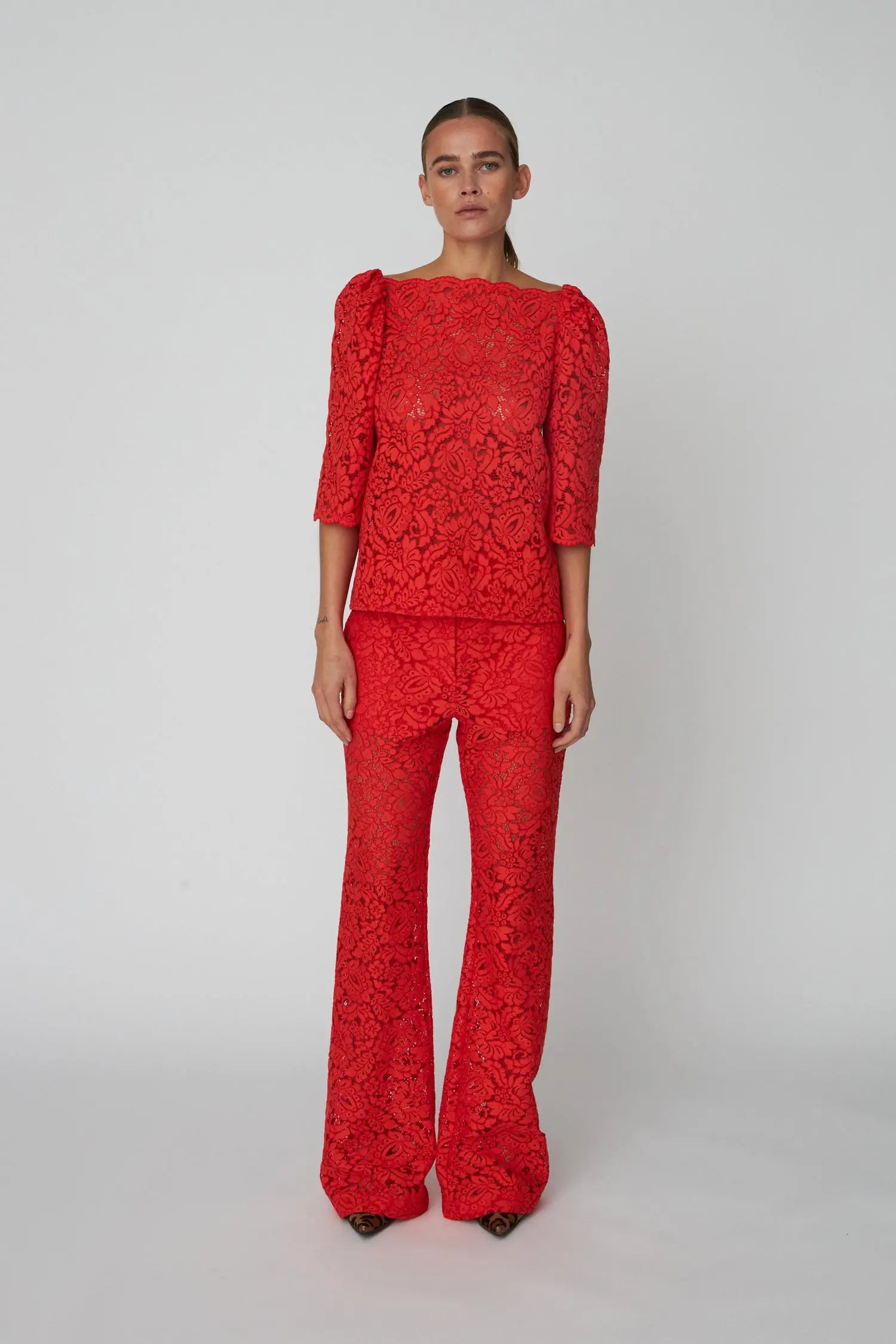 Stella Nova Heavy Lace Blouse Blouse 327 Red Lips