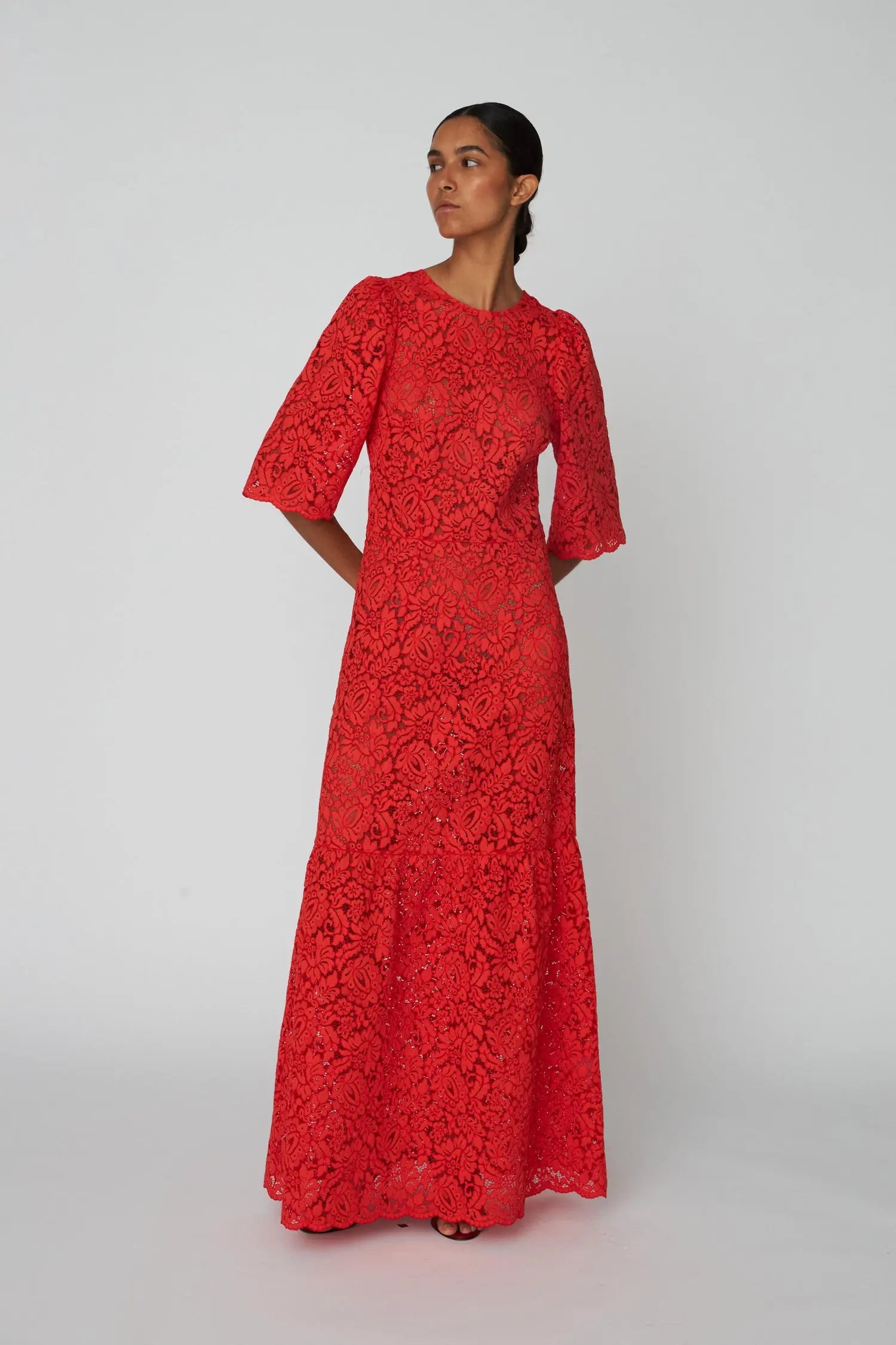 Stella Nova Heavy Lace Dress Dress 327 Red Lips