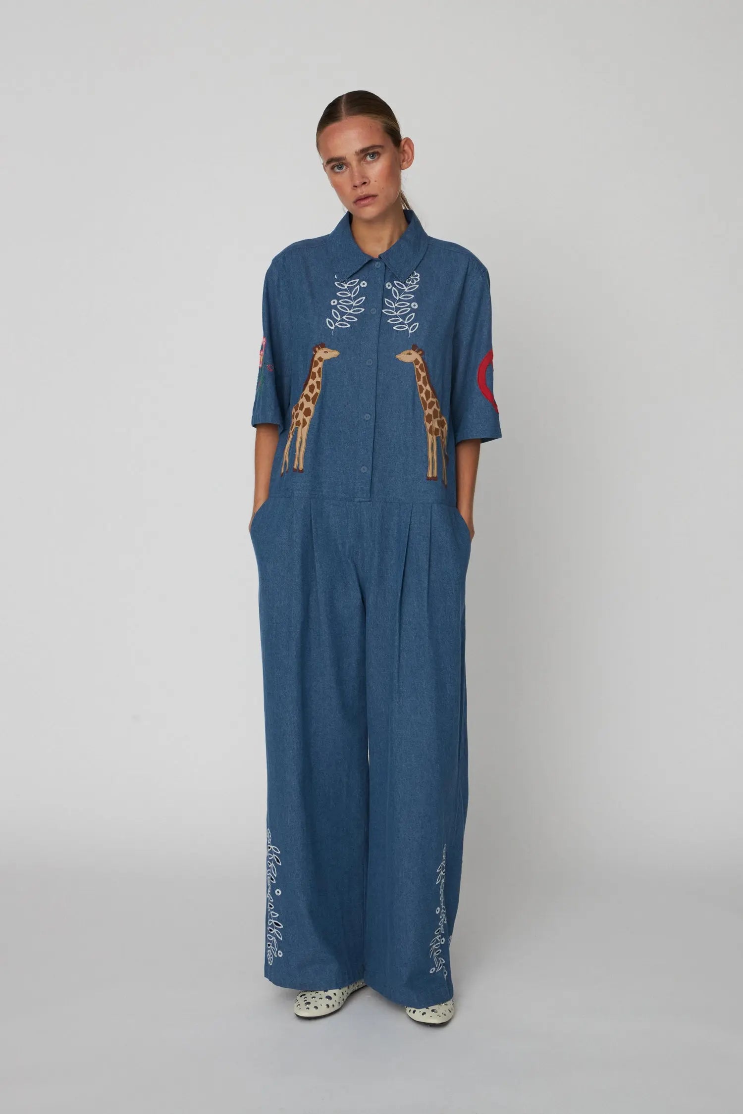Stella Nova Out Of Office Embroidered Jumpsuit Jumpsuit 316 Summer Blue