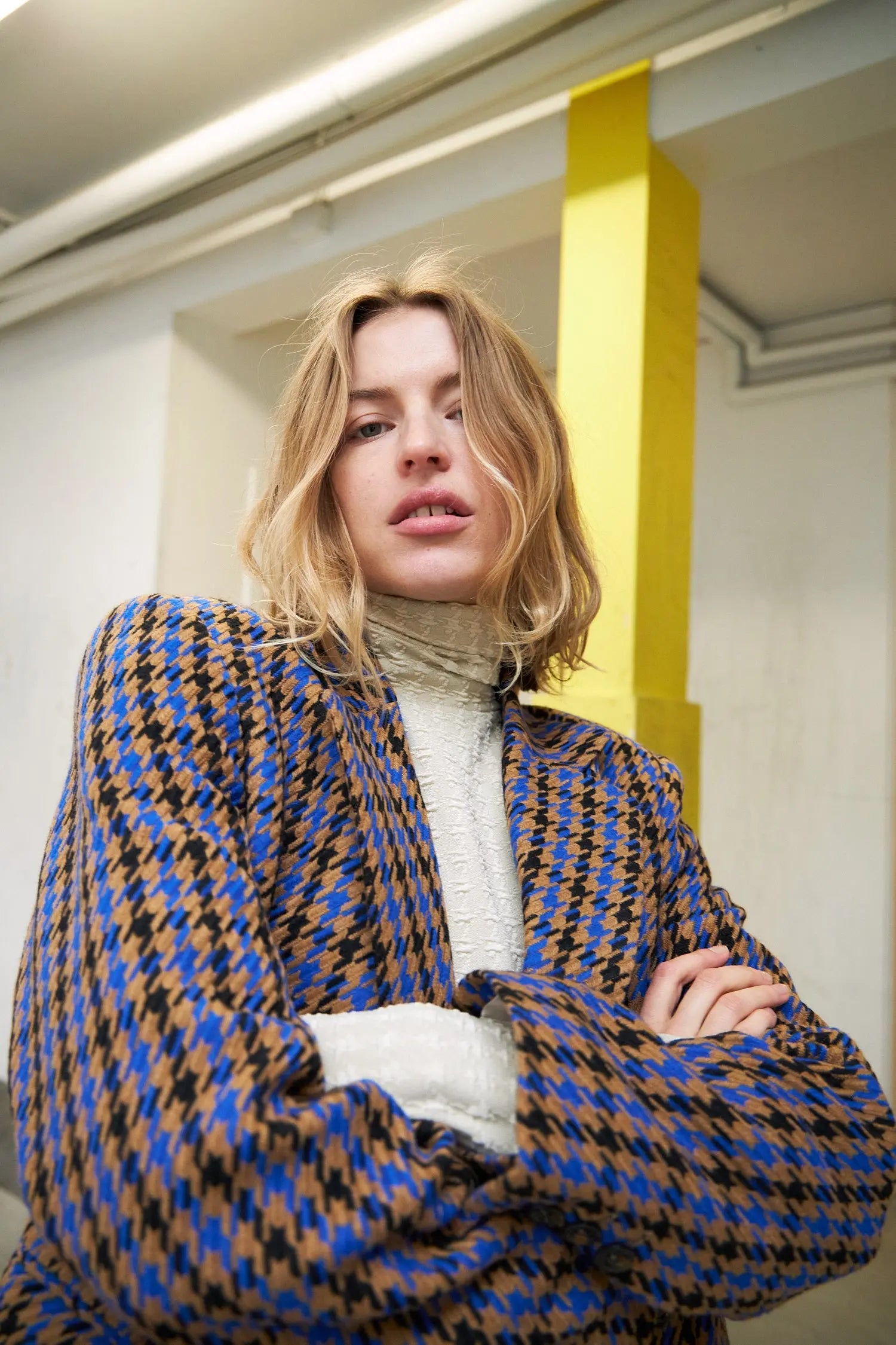 Stella Nova Oversized checked blazer Blazer 304 Blue/Camel/Black