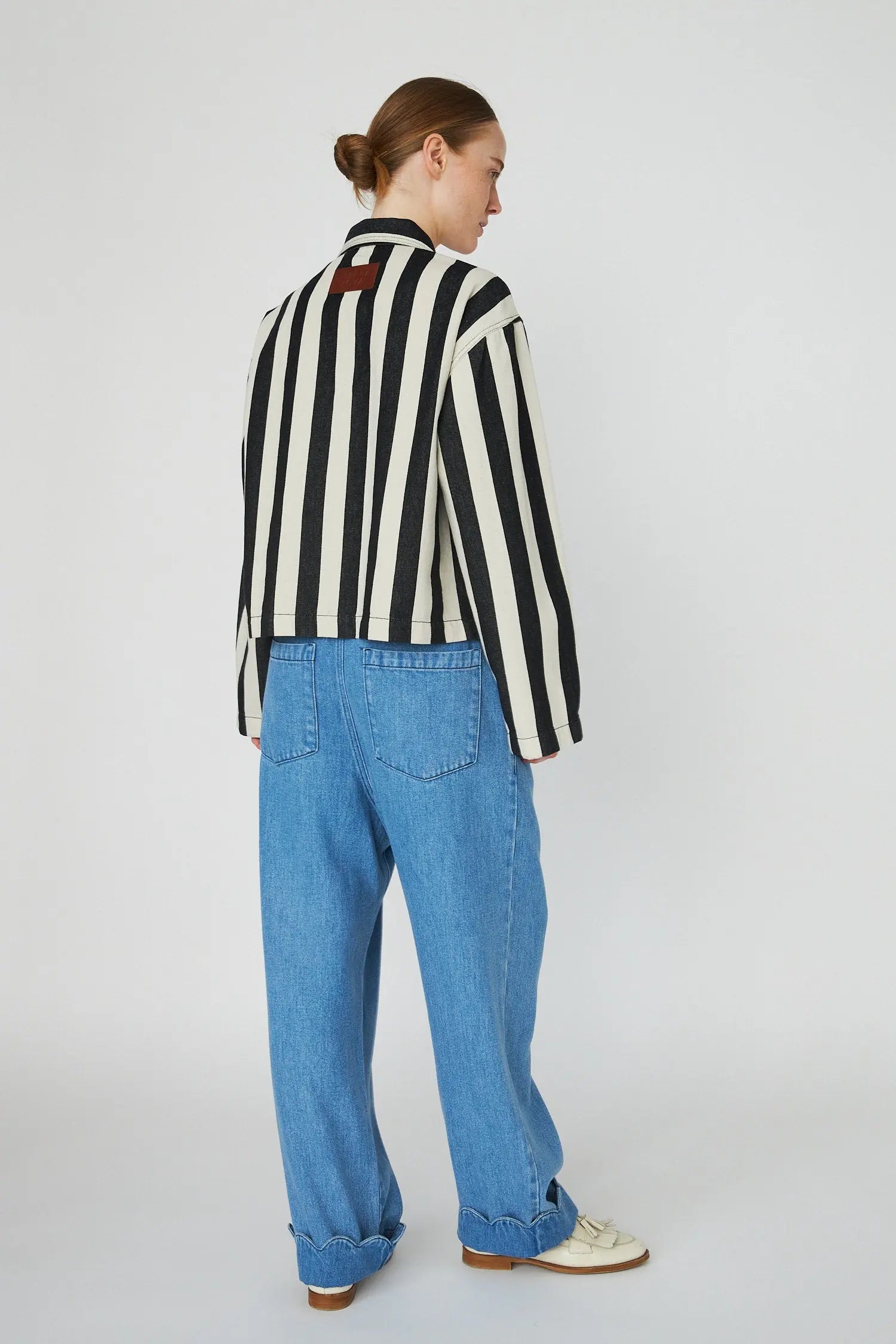 Stella Nova Striped Shirt in Cotton Shirt 907 Black/Creme