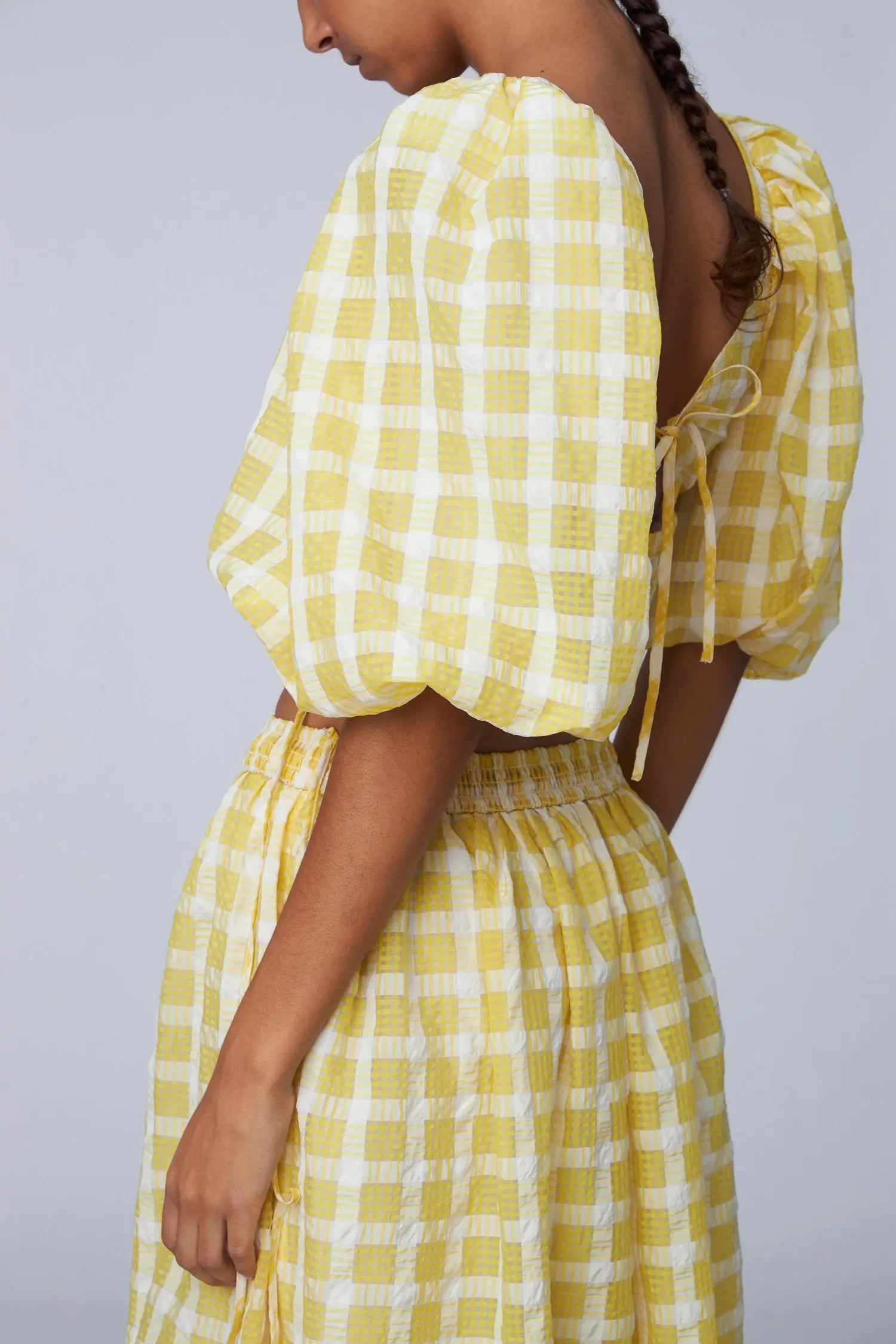 Stella Nova Delicate Checked Maxi Dress Dress 146 Lovely Yellow