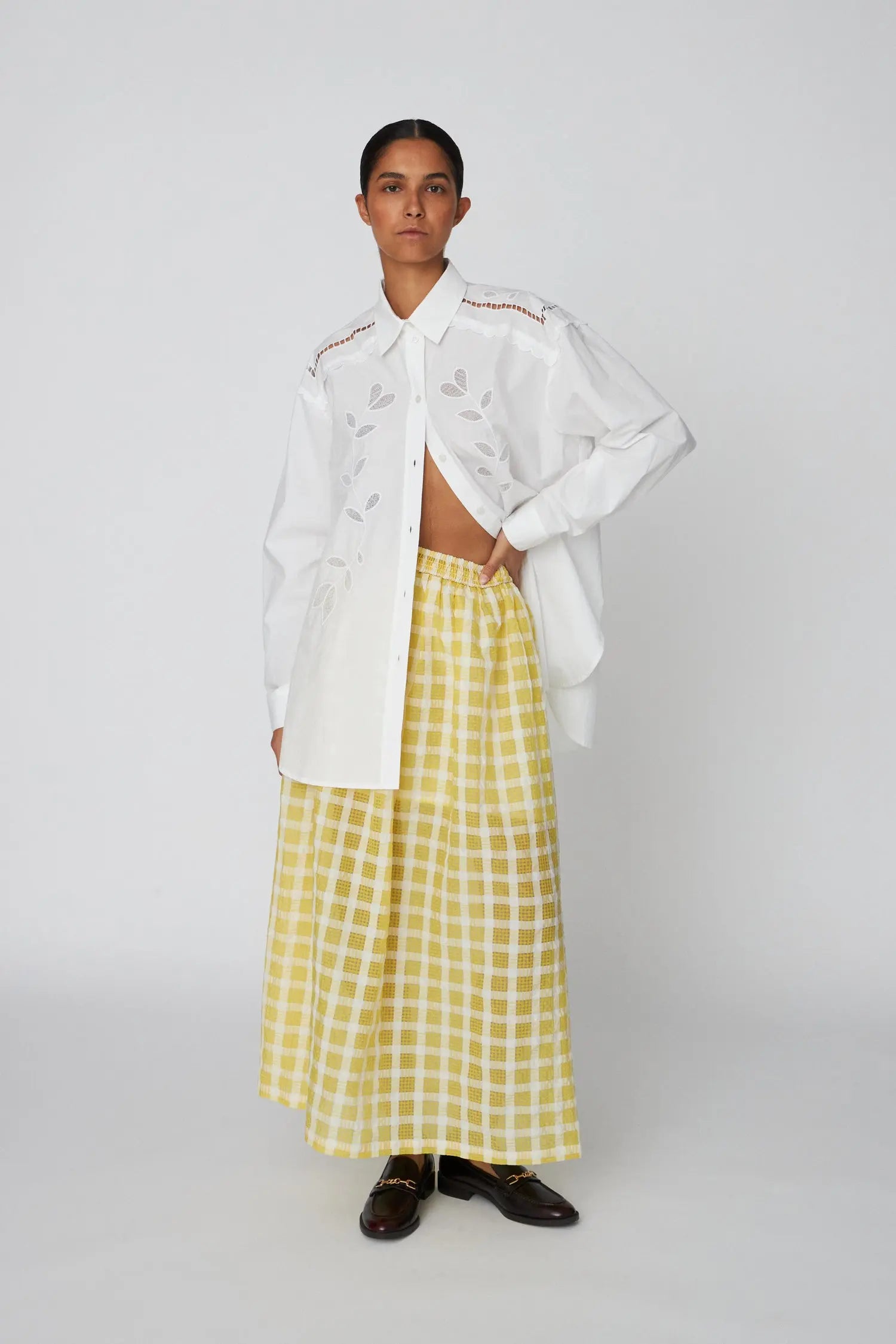 Stella Nova Delicate Checked Maxi Dress Dress 146 Lovely Yellow