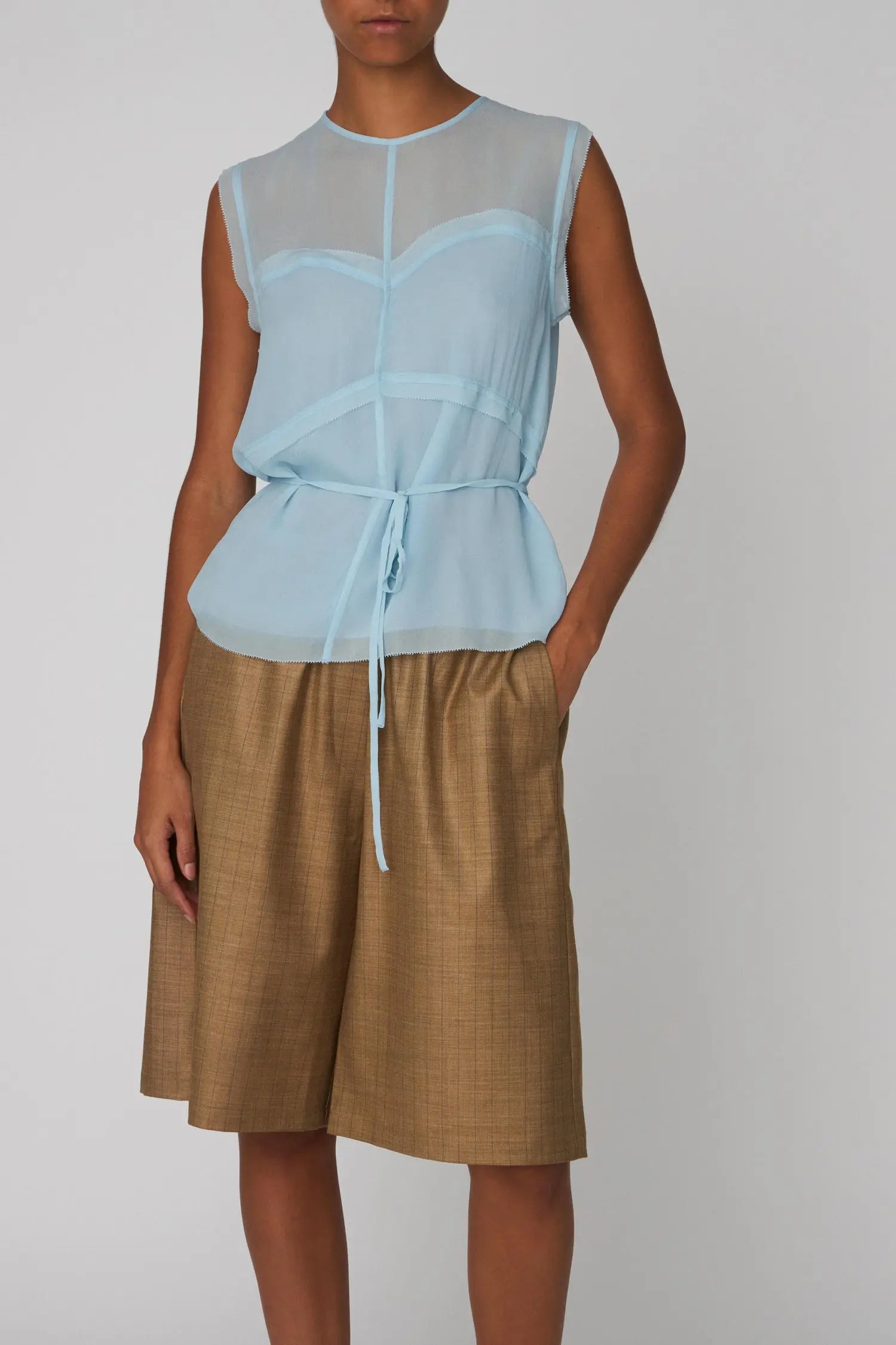 Stella Nova Delicate Crepe Chiffon Top Top 337 Clear Blue