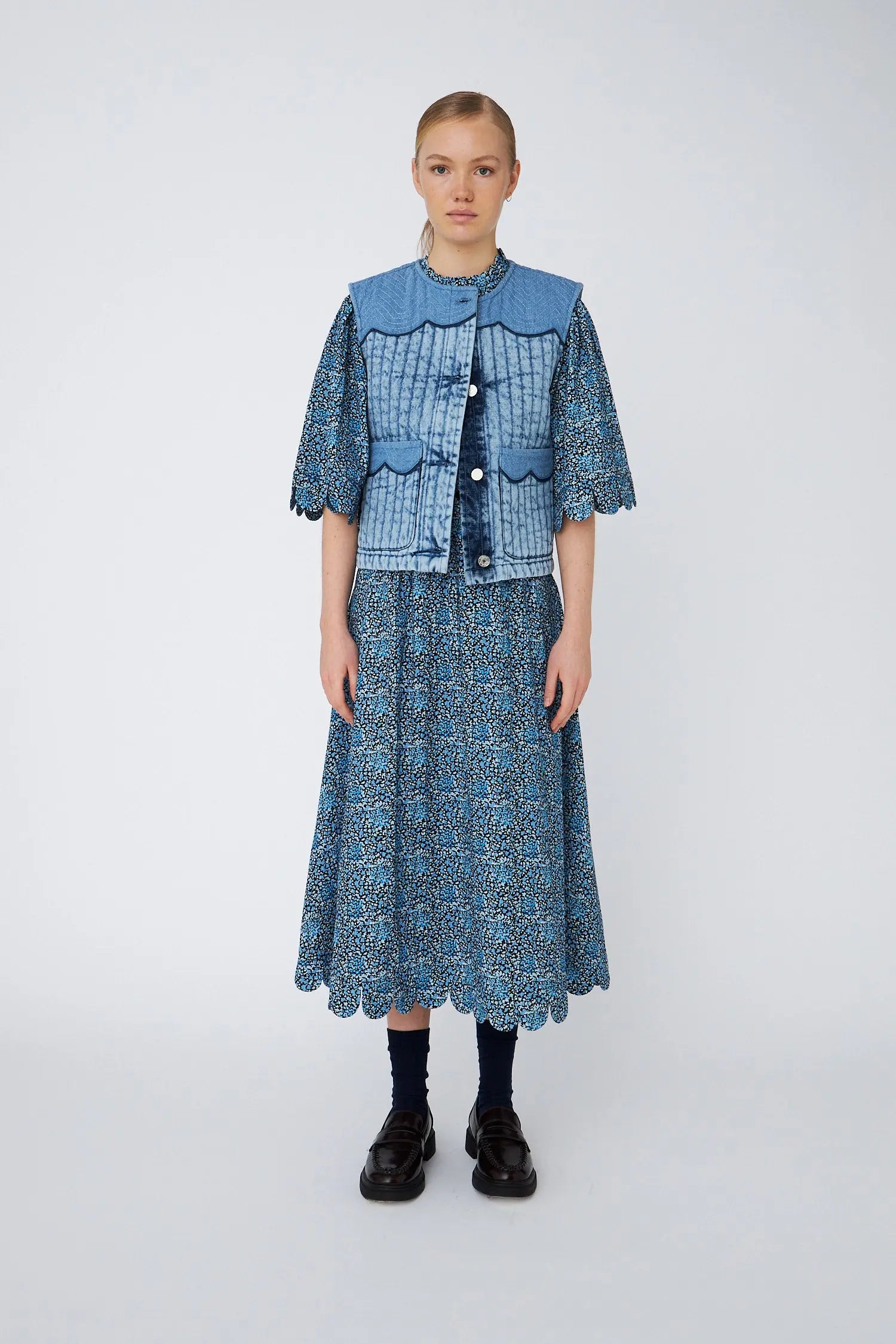 Stella Nova Denim Quilted Vest Vest 305 Denim Blue