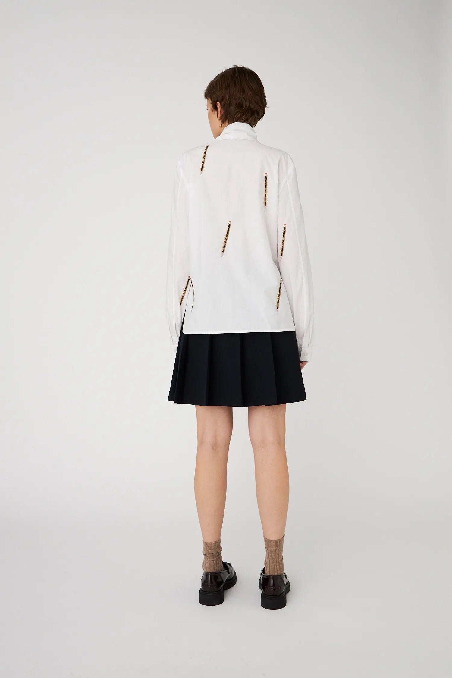 Stella Nova Embroidered Cotton Bow Shirt Shirt 001 White