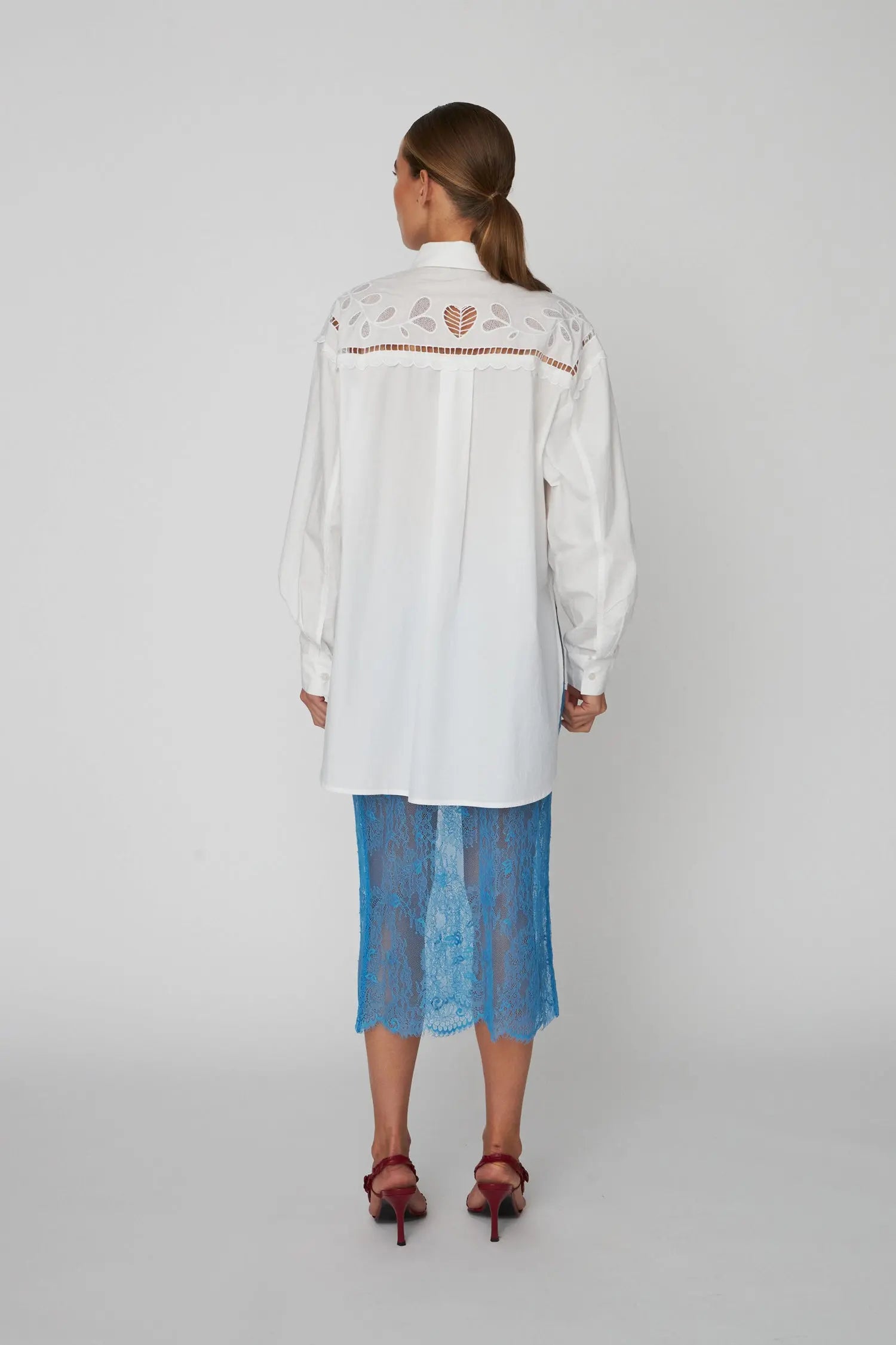 Stella Nova Embroidery Anglaise Oversized Shirt Shirt 010 Off white