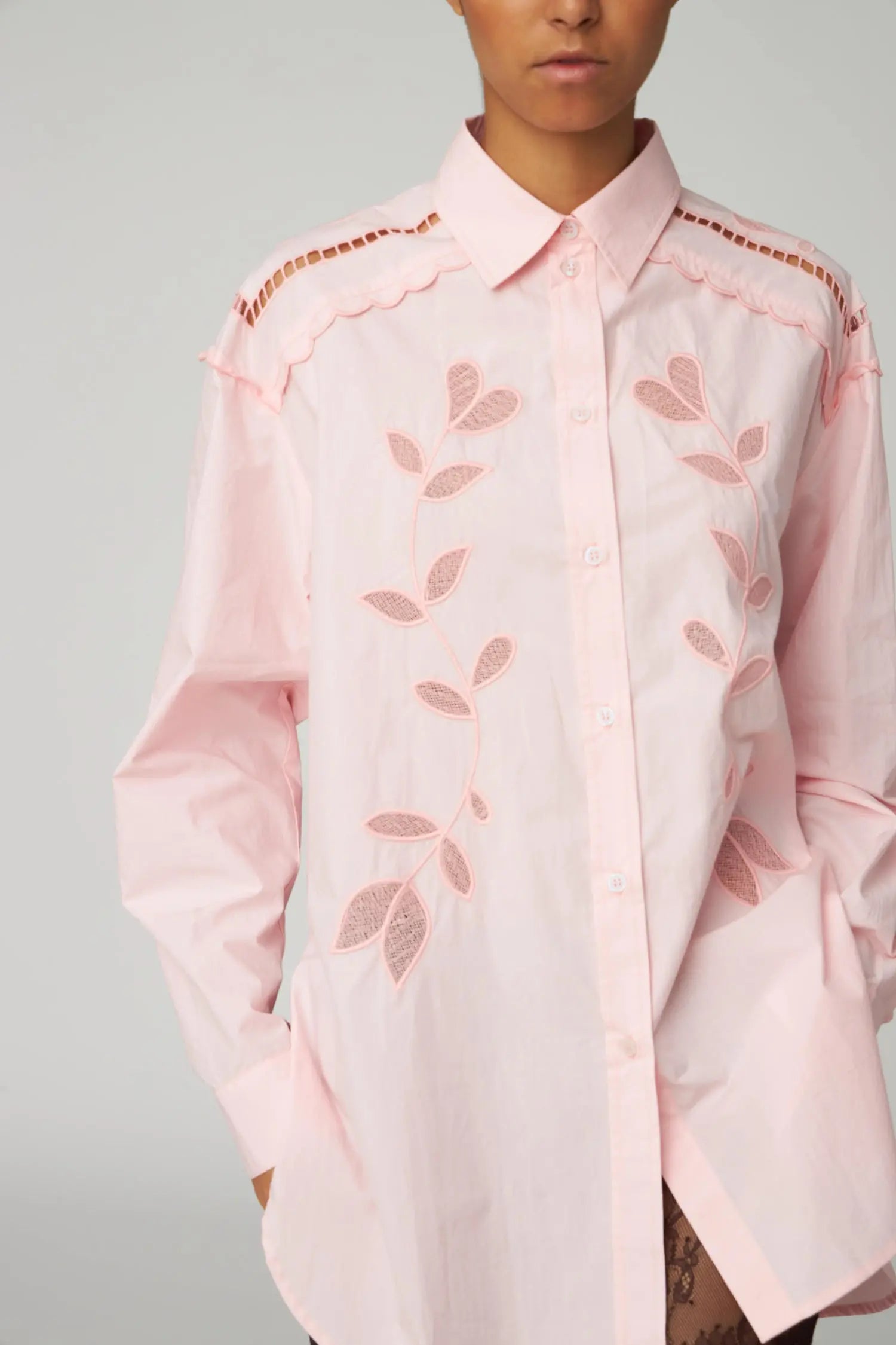 Stella Nova Embroidery Anglaise Oversized Shirt Shirt 465 Pink