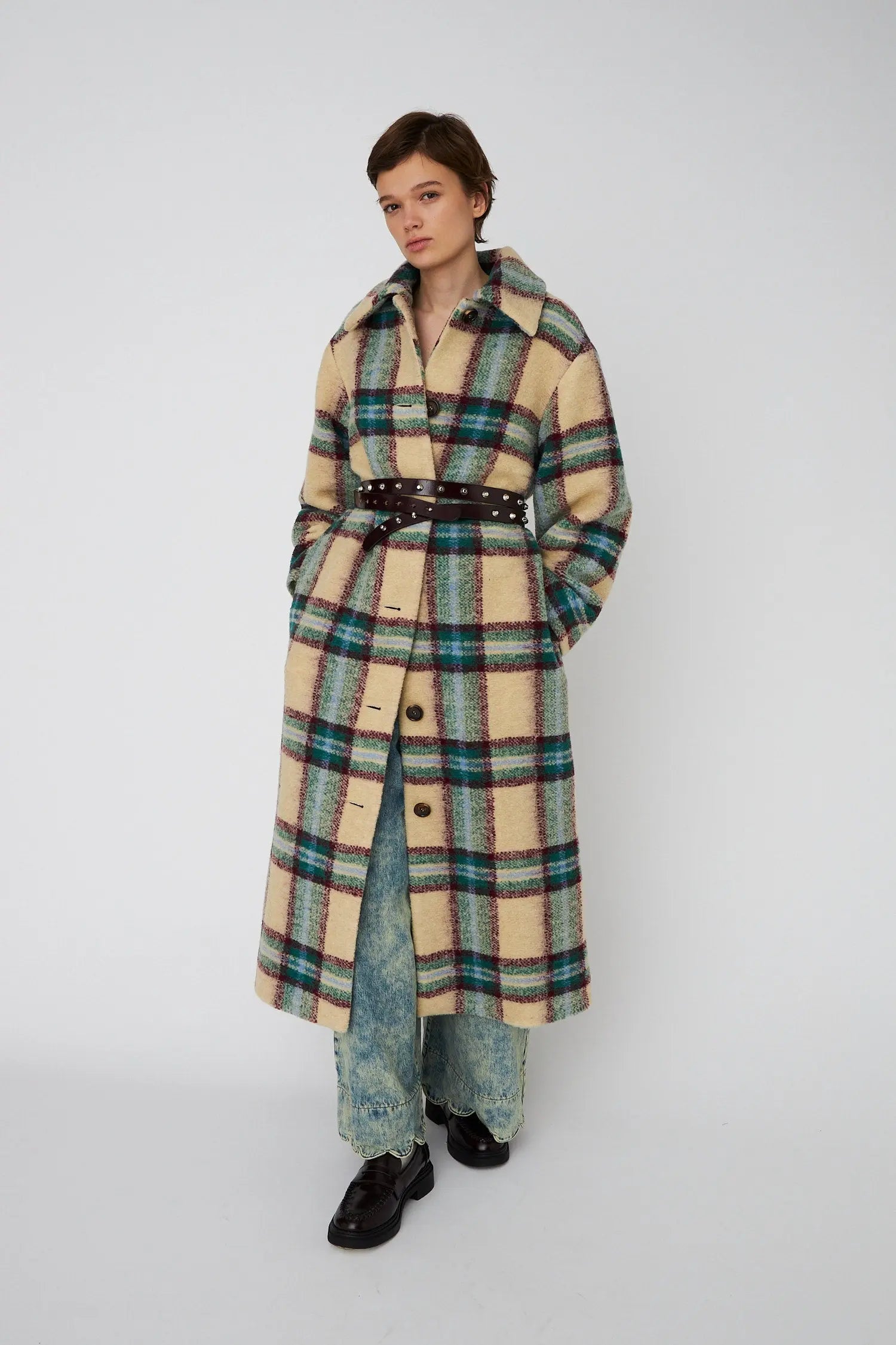 Stella Nova Long Wool Checked Coat Coat 430 Multi Checks