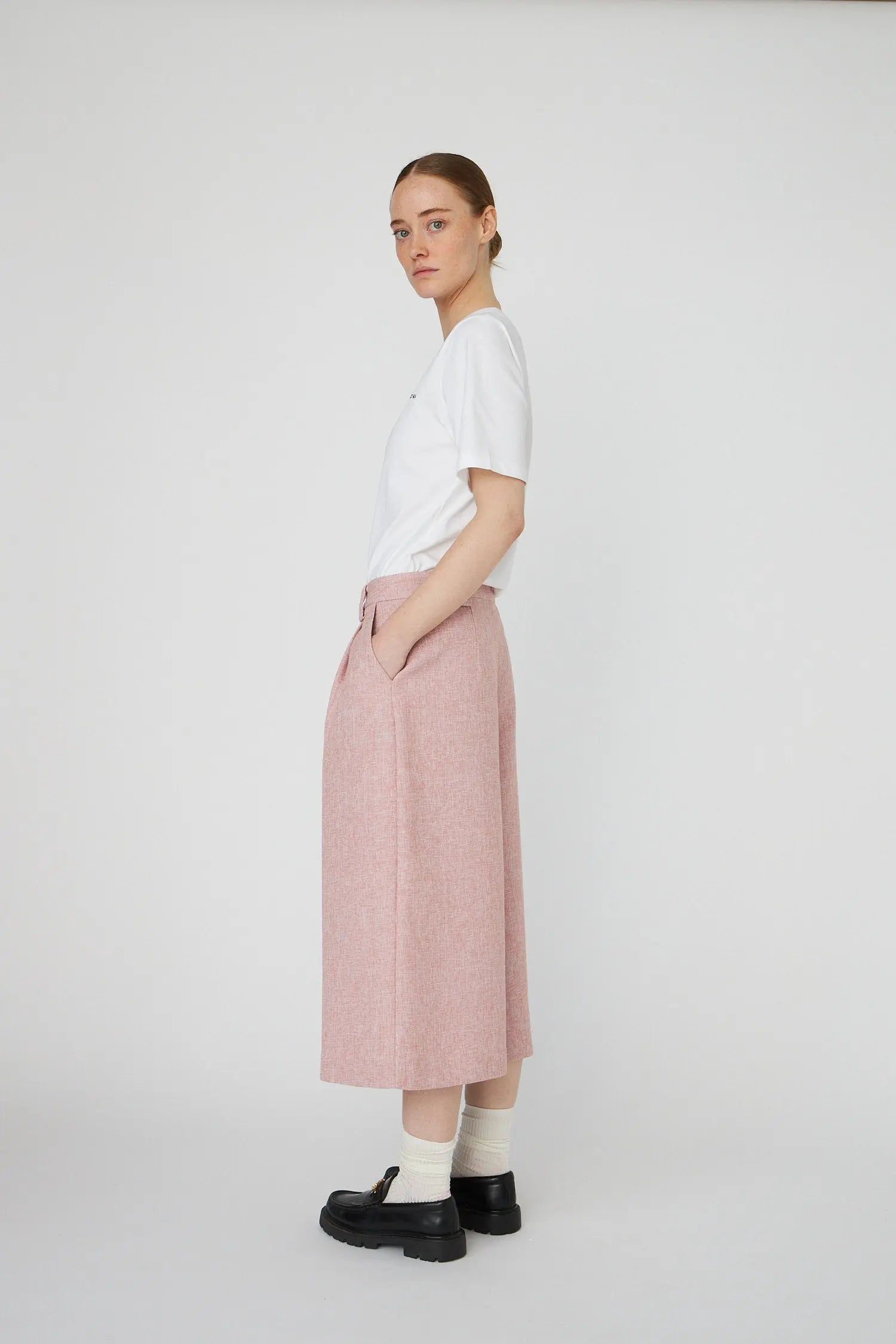 Stella Nova Salt and Pepper Cropped Low-Waist Pants Pants 601 Pink Powder