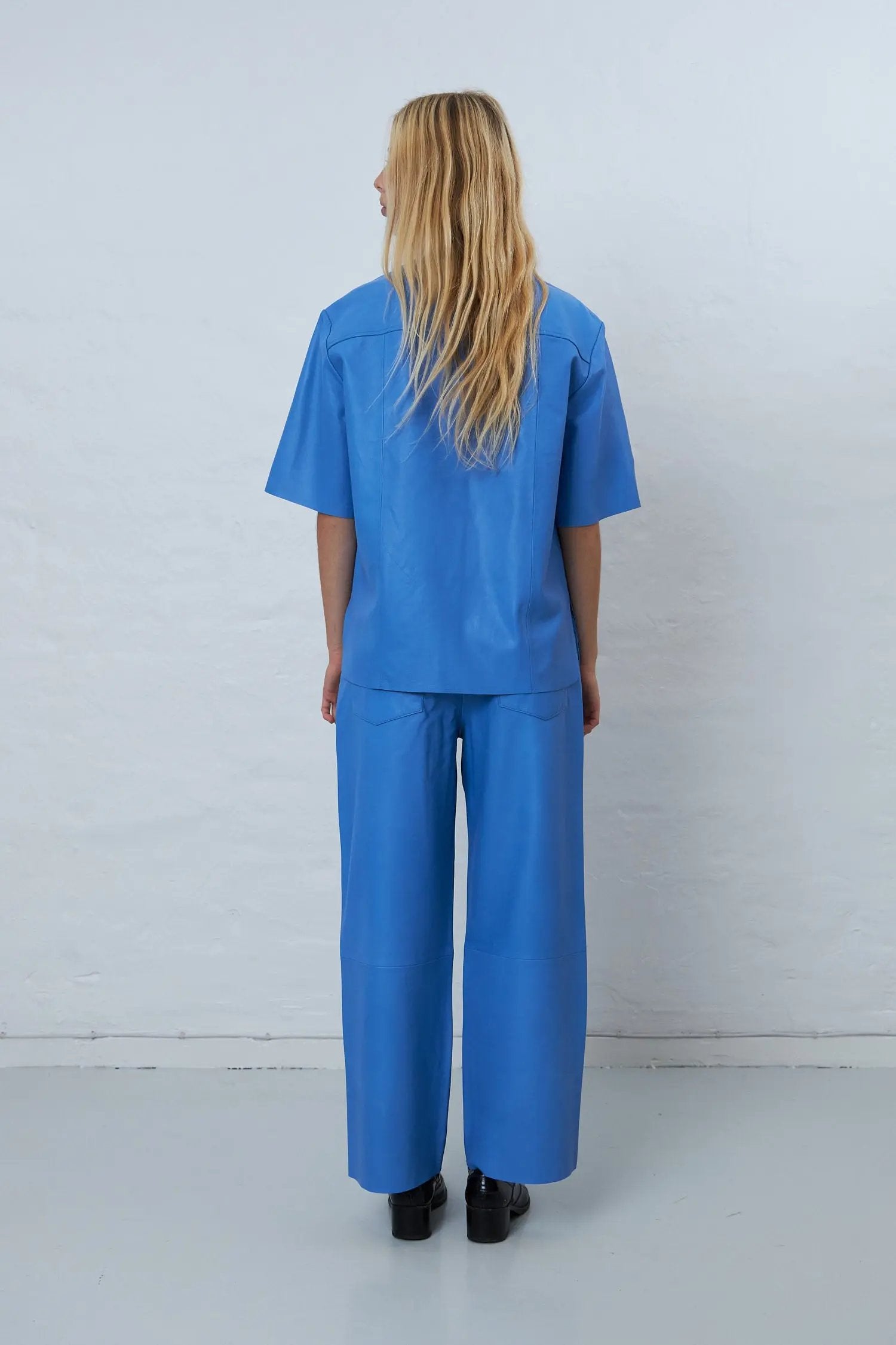 Stella Nova Soft shortsleeved leather shirt Leather Shirt 300 Blue Sea