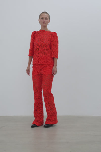 Stella Nova Heavy Lace Blouse Blouse 327 Red Lips