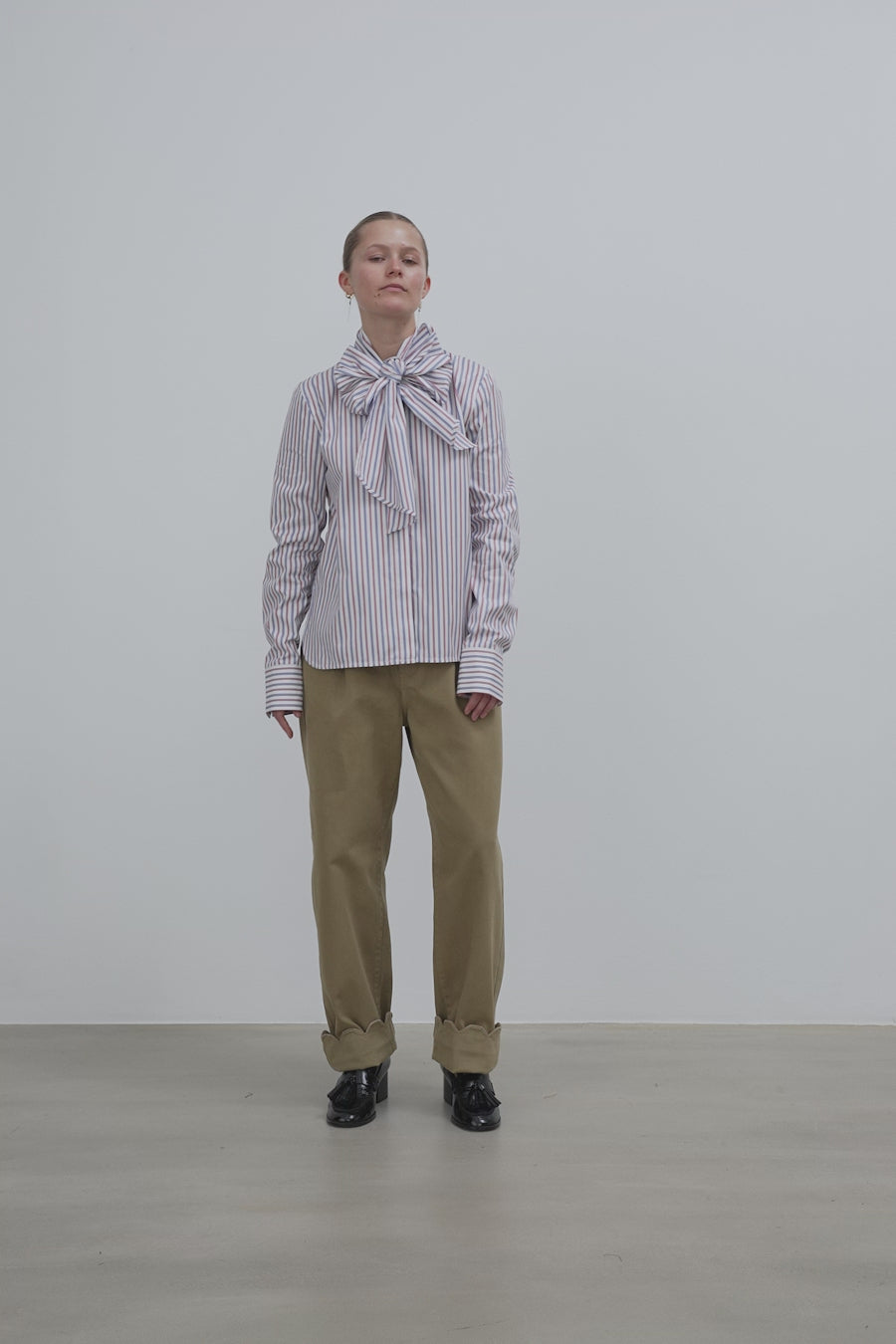 Stella Nova Striped Bow Shirt in Cotton Shirt 237 Red & Blue Stripes