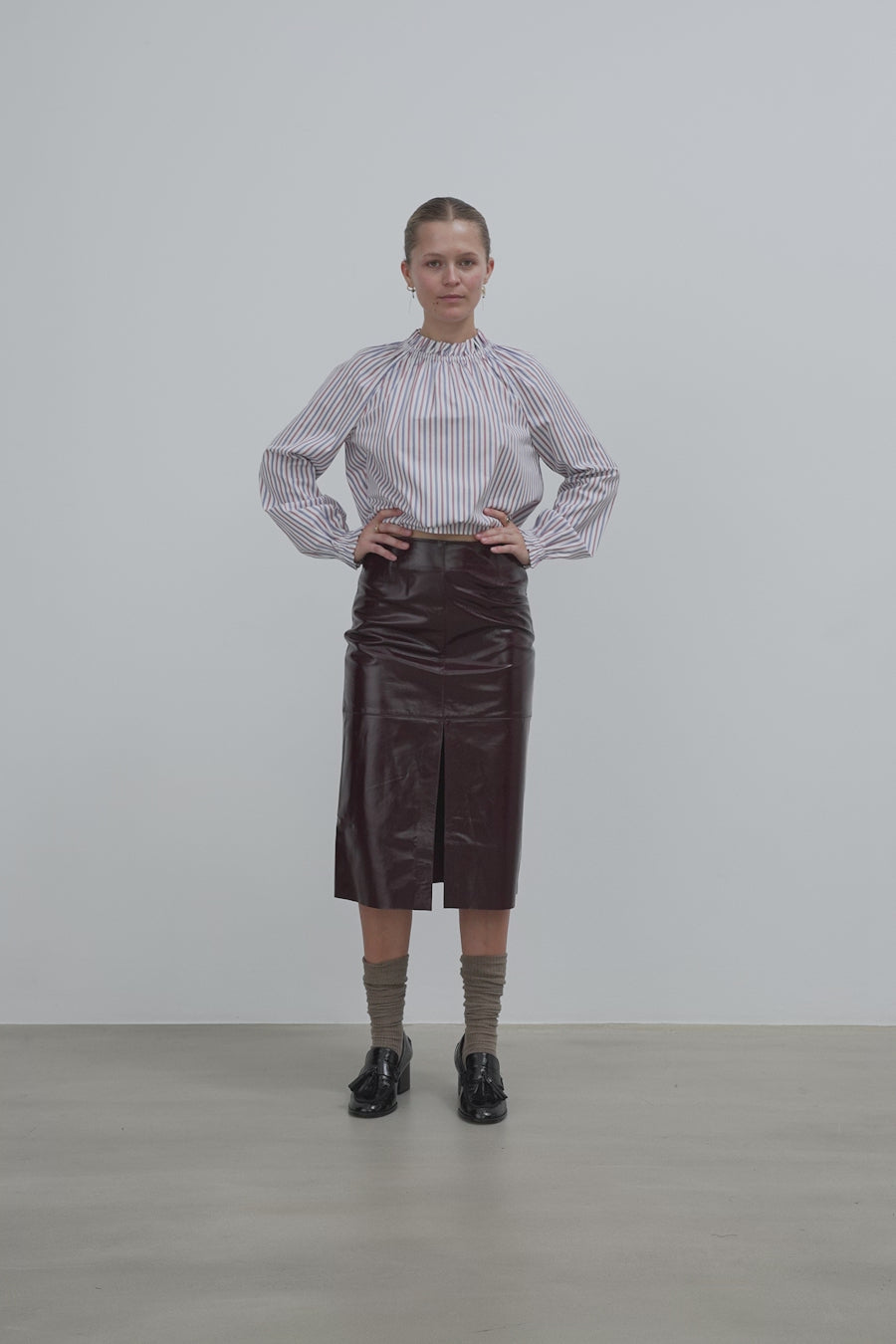 Stella Nova Leather Midi Skirt Skirt 684 Brownish Red